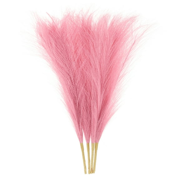 4 Packs Faux Pampas Grass 17 Inch 6 Stem Artificial Grass for Decoration, Dark Pink