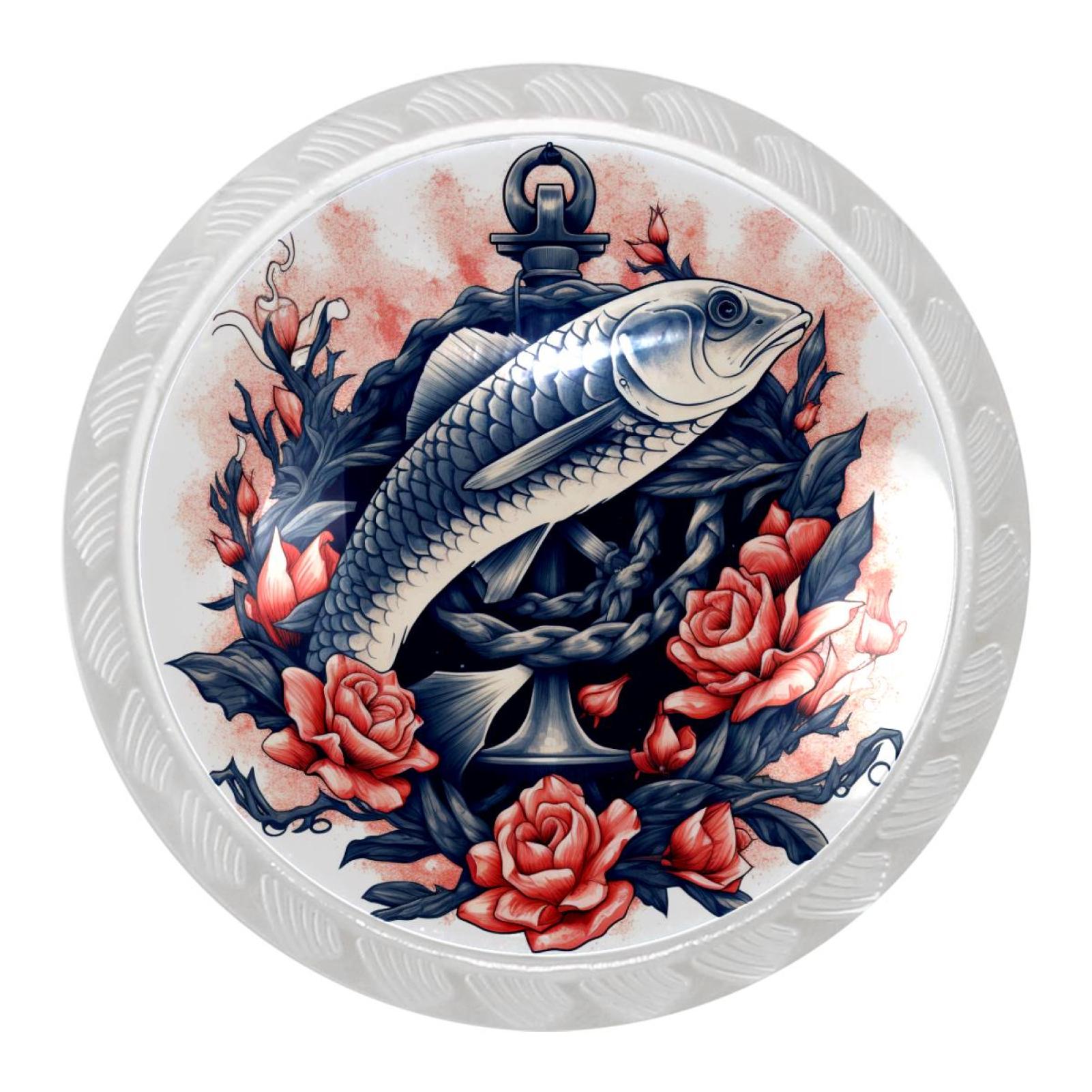 4 Packs Fish Kitchen Cabinet Knobs for Dresser Drawers, Cabinet ...