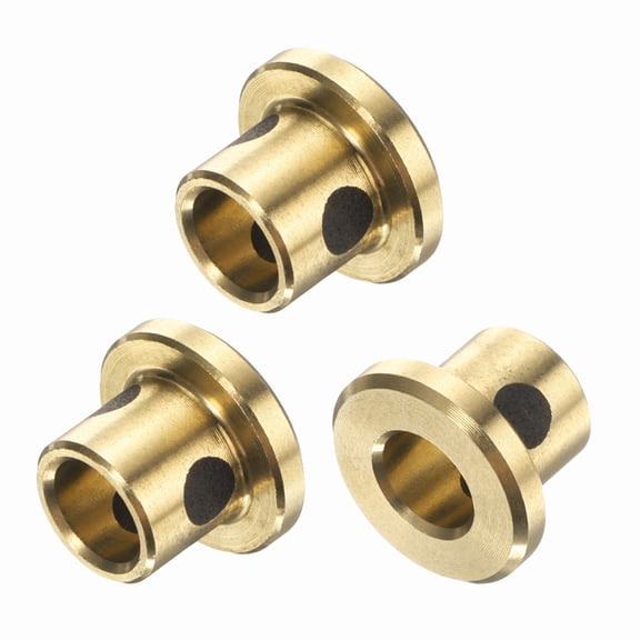 4 Packs Flange Sleeve Bearings 12mm Bore x 18mm OD x 30mm Height, Wrapped Oilless Flange Bushings Brass Graphite