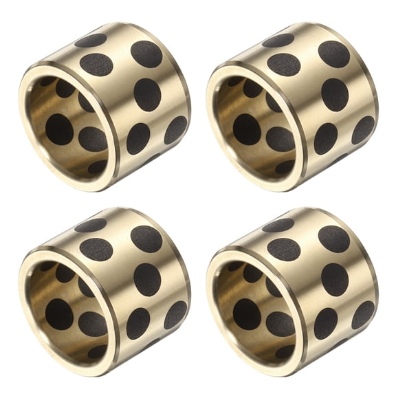 4 Packs Flange Sleeve Bearings 16mm Bore x 20mm OD x 25mm Height, Wrapped Oilless Flange Bushings Brass Graphite