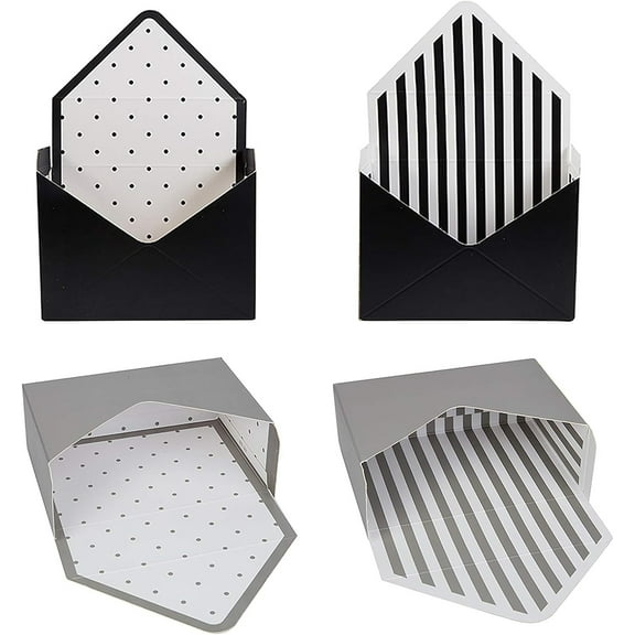 4 Packs Florist Bouquet Packaging Envelope Gift Boxes 4 Assorted Colors Stripe/Polka Dot Folding Carton Gift Boxes Jewelry Small Boxes for Wedding Birthday Party Decor Gifts Wrapping colorful