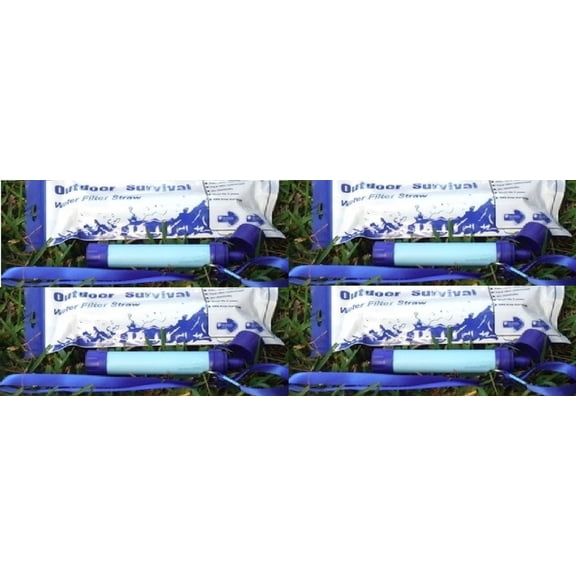 4 Packs Galaxy Personal Portable Water Filter Straw Filtration Purifier For Hiking, Camping, Hunting, Travel, Outdoor Emergency Survival Detachable.