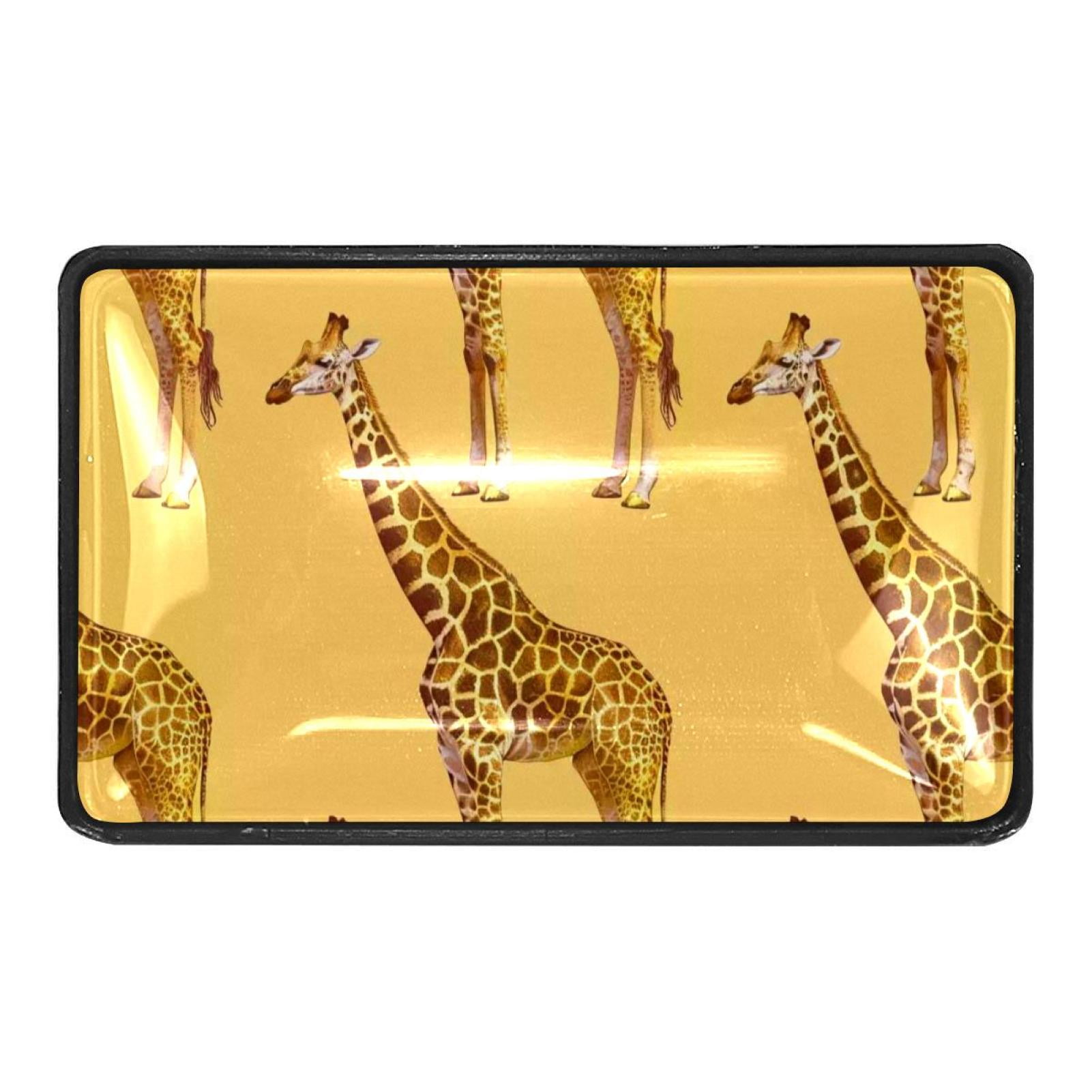 4 Packs Giraffe on Yellow Crystal Glass Knobs Drawer Handles