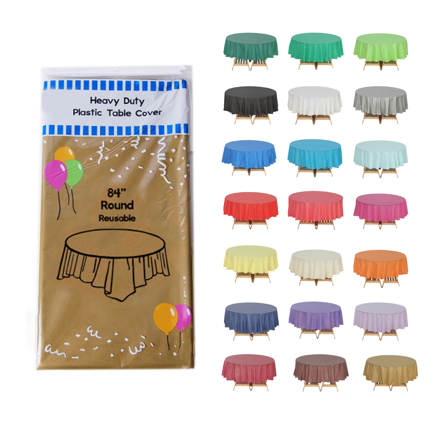 (4 Packs) Gold Premium Round Heavy-Duty Plastic Table Covers ( Reusable ...