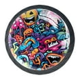 4 Packs Graffiti Black Knobs, 1.37 inch Kitchen Pulls