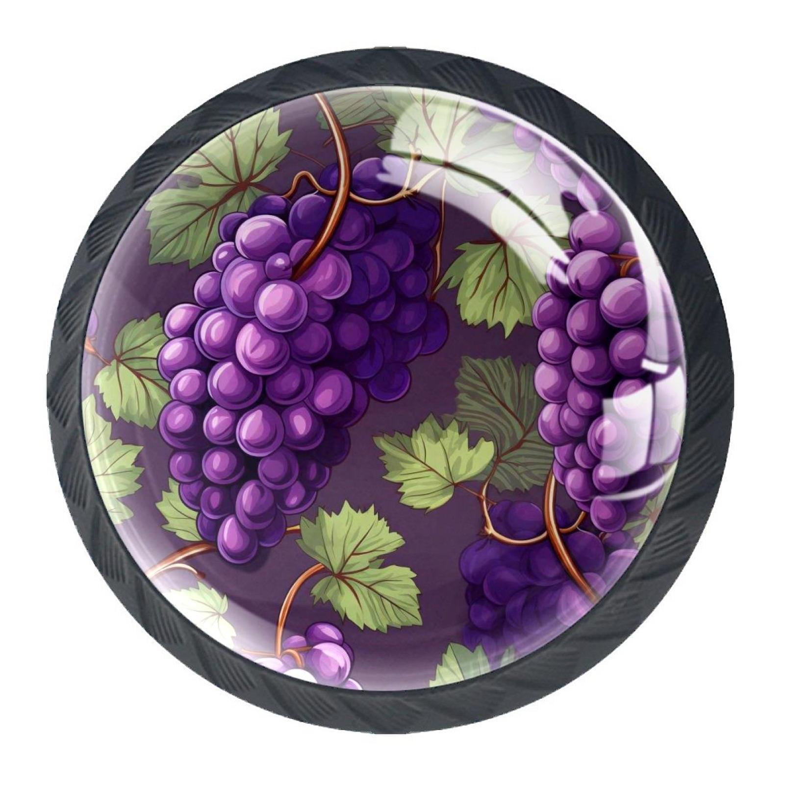 4 Packs Grape Crystal Knobs, Black Dresser Knobs with Screws