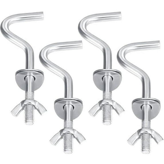 4 Packs Hammock Hooks,Multi-Function Replacement Hooks,Heavy Duty Iron Replacement Hooks,4.72 Inch Portable Hammock Hooks,Solid and Reliable Hammock Accessories (Silver)
