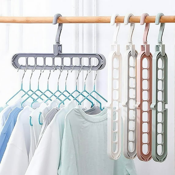 4 Packs of Hangers Space Saving for clothes, Small Space Saving, Magic Hanger Organizer, Shirt Organizer for Closet, Dress Organizer with 9 Holes for Closet Storage, Dormitory, Bedroom (Multi-color)