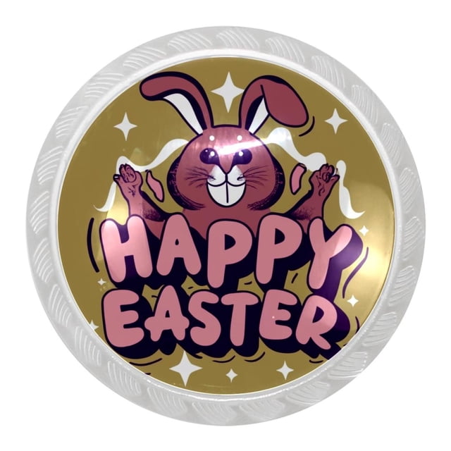 4 Packs Happy Easter Kitchen Knobs for Dresser Drawers,