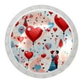 4 Packs Happy Valentine's Day Love Heart Drawer Knobs, 35mm White
