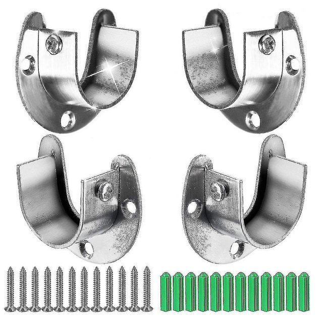 4 Packs Heavy Duty Stainless Steel Closet Rod End Supports Closet Pole