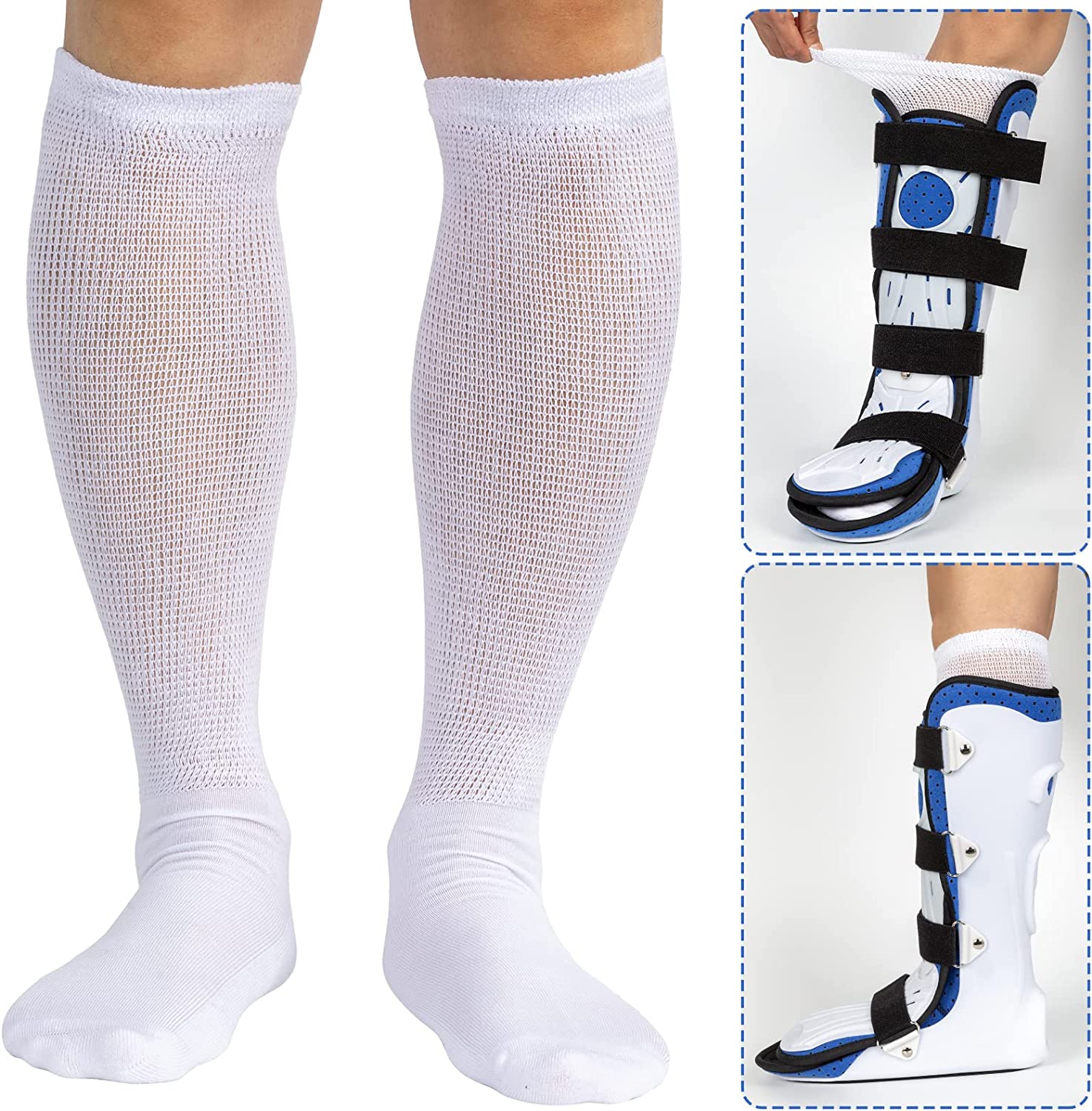 4 Packs HighTop Orthopedics Tube Socks for Fracture Boot Cast