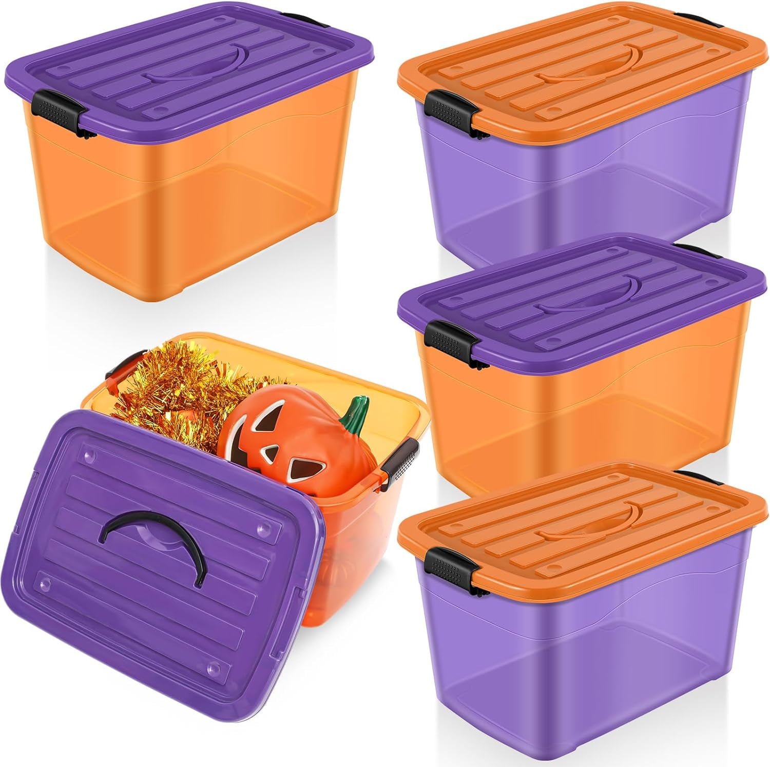 4 Packs Holiday Seasonal Storage Bin Holiday Storage Totes with Lids