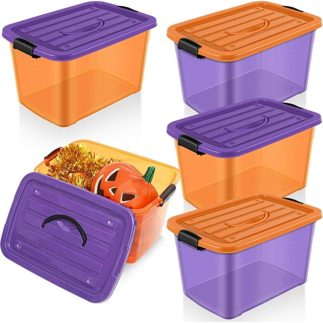 4 Packs Holiday Seasonal Storage Bin Holiday Storage Totes with Lids