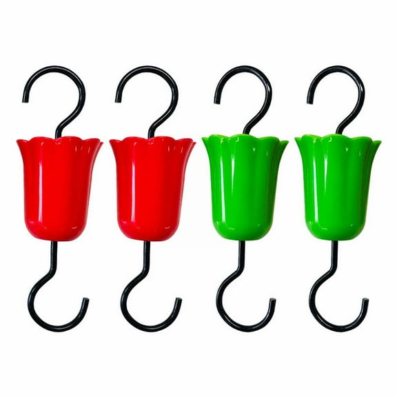 4 Packs Hummingbird Feeder Guard Moat Flower Shape with 4 Brushes for Outdoor Garden