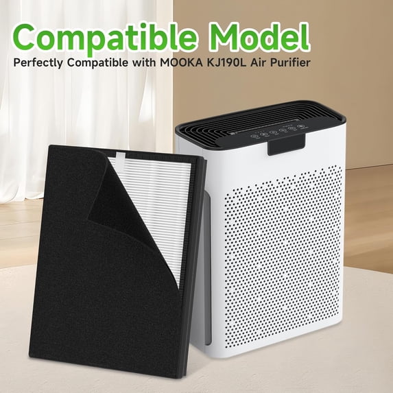 4 Packs KJ190L Replacement Filter Compatible with KJ190L Air Cleaner Purifier For Home Large Room 2000 Ft², 4 HEPA Filters and 4 Washable PreFilters