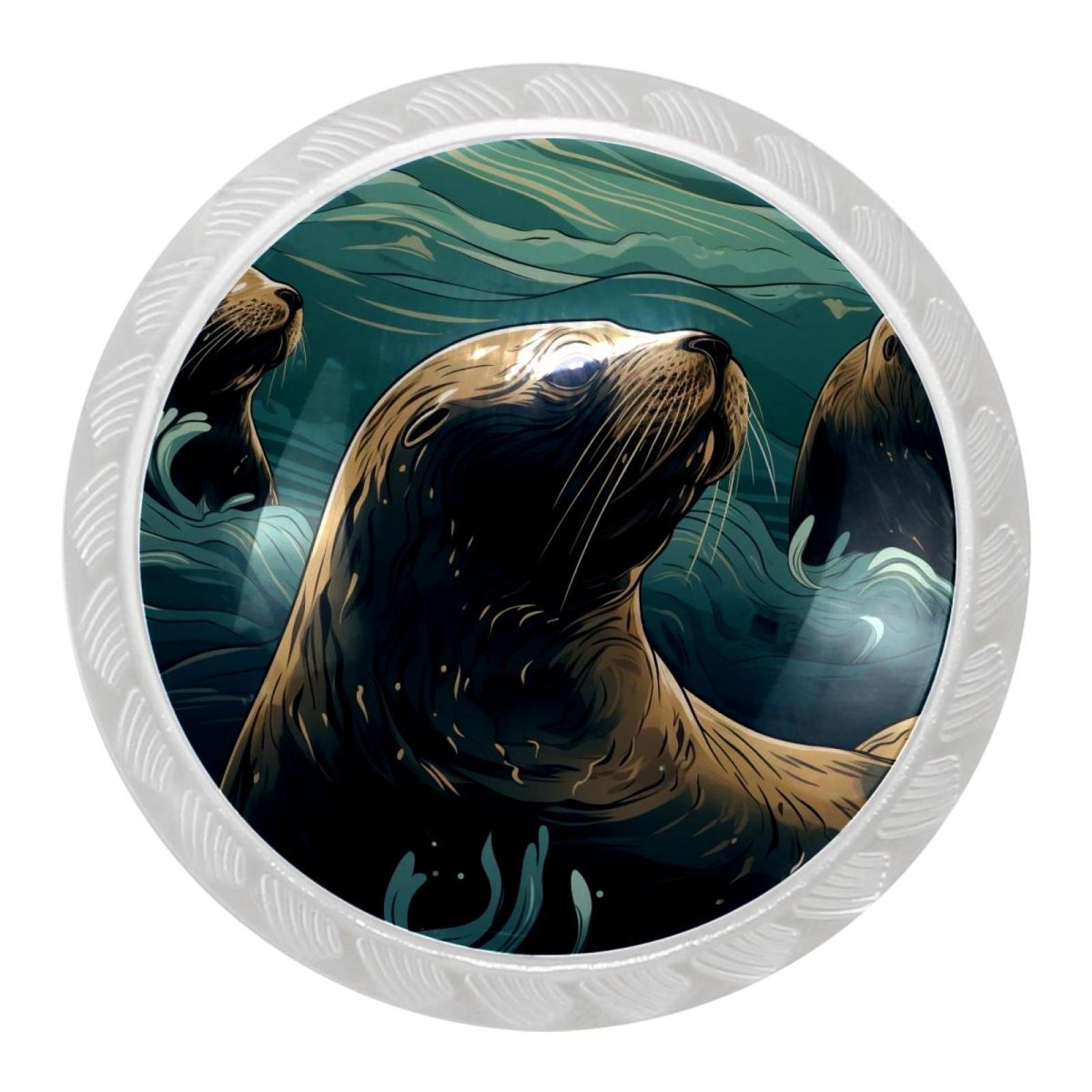 4 Packs Kitchen Knobs Drawer Knobs Dresser Knobs, Sea Lion