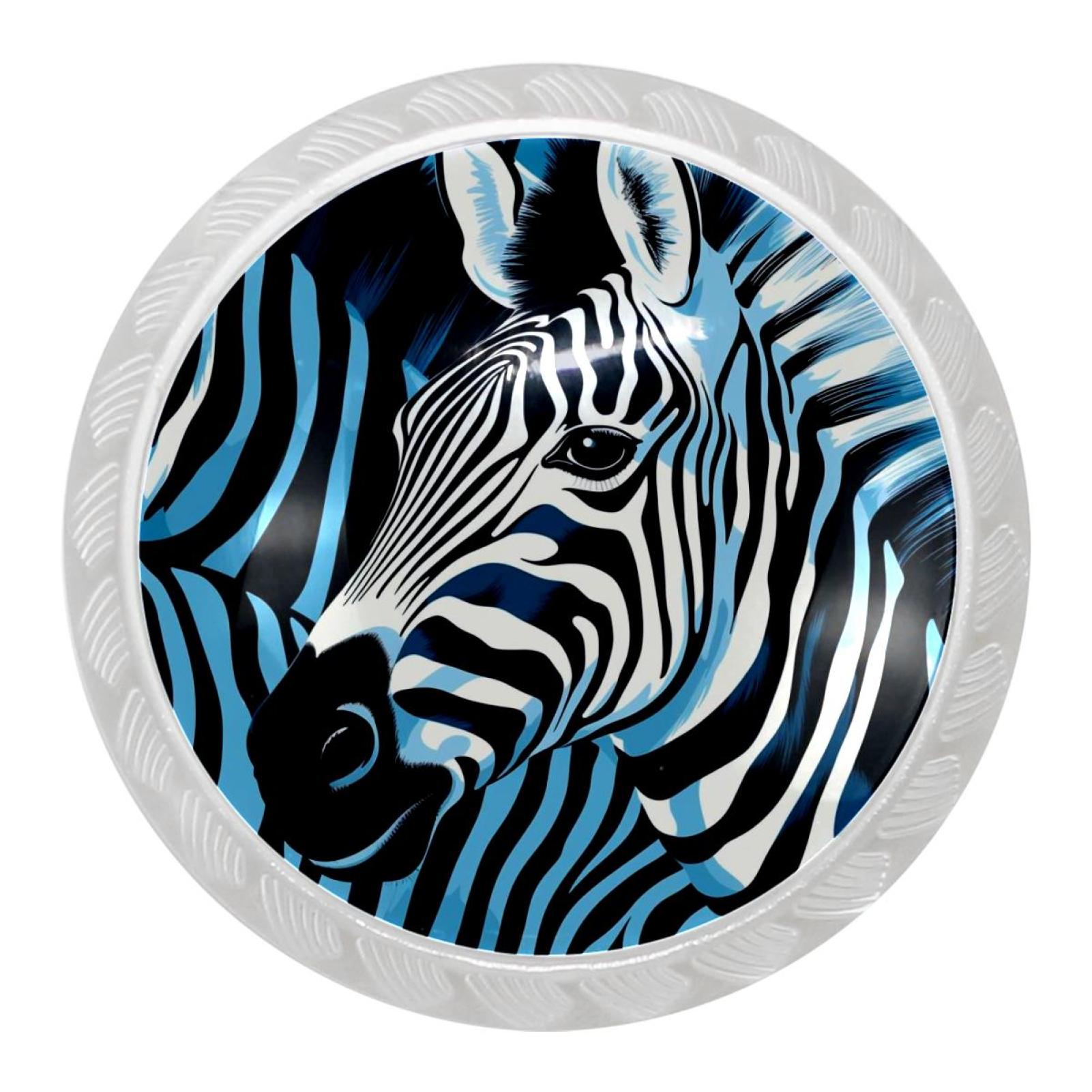 4 Packs Kitchen Knobs Drawer Knobs Dresser Knobs, Zebra Round