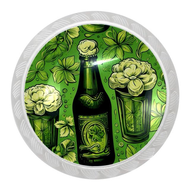 4 Packs Kitchen Knobs, Happy St Patrick's Day Four Leaf Clover
