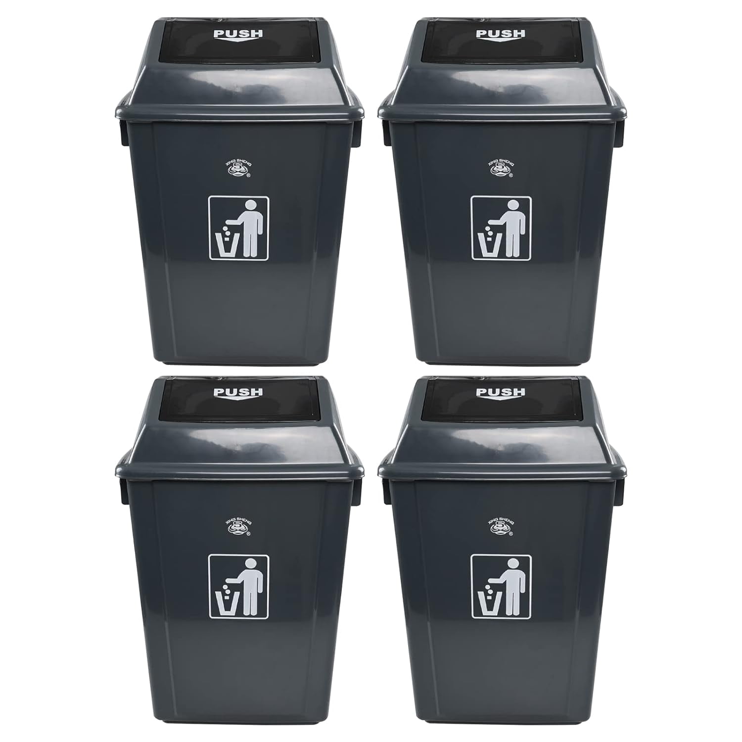4 Packs Large Garbage Bin with Lid, Plastic Kitchen Waste Bin, 13 ...