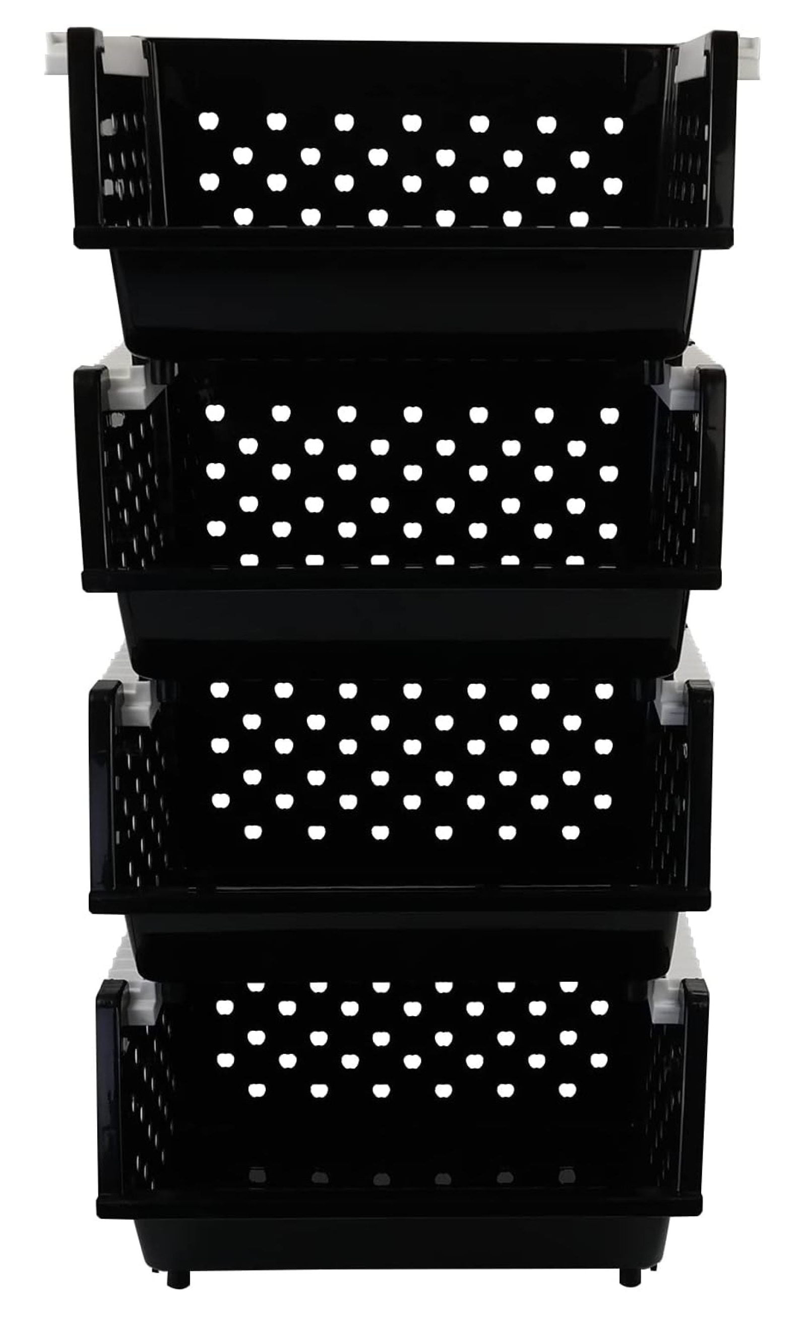 4 Packs Large Stackable Storage Bins, Plastic Stacking Basket, Black ...