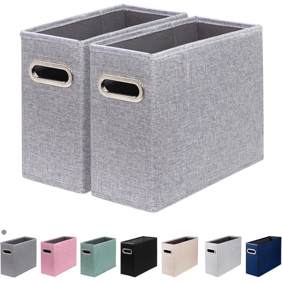 4 Packs Letter Size File Organizer, File Folders Organizer, Fabric Storage Box, Collapsible Paper Organizer with Metal Handle, Smooth PVC Rails, Only Box (Beige)