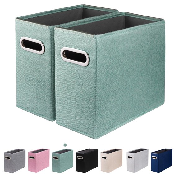 4 Packs Letter Size File Organizer, File Folders Organizer, Fabric Storage Box, Collapsible Paper Organizer with Metal Handle, Smooth PVC Rails, Only Box (Beige)