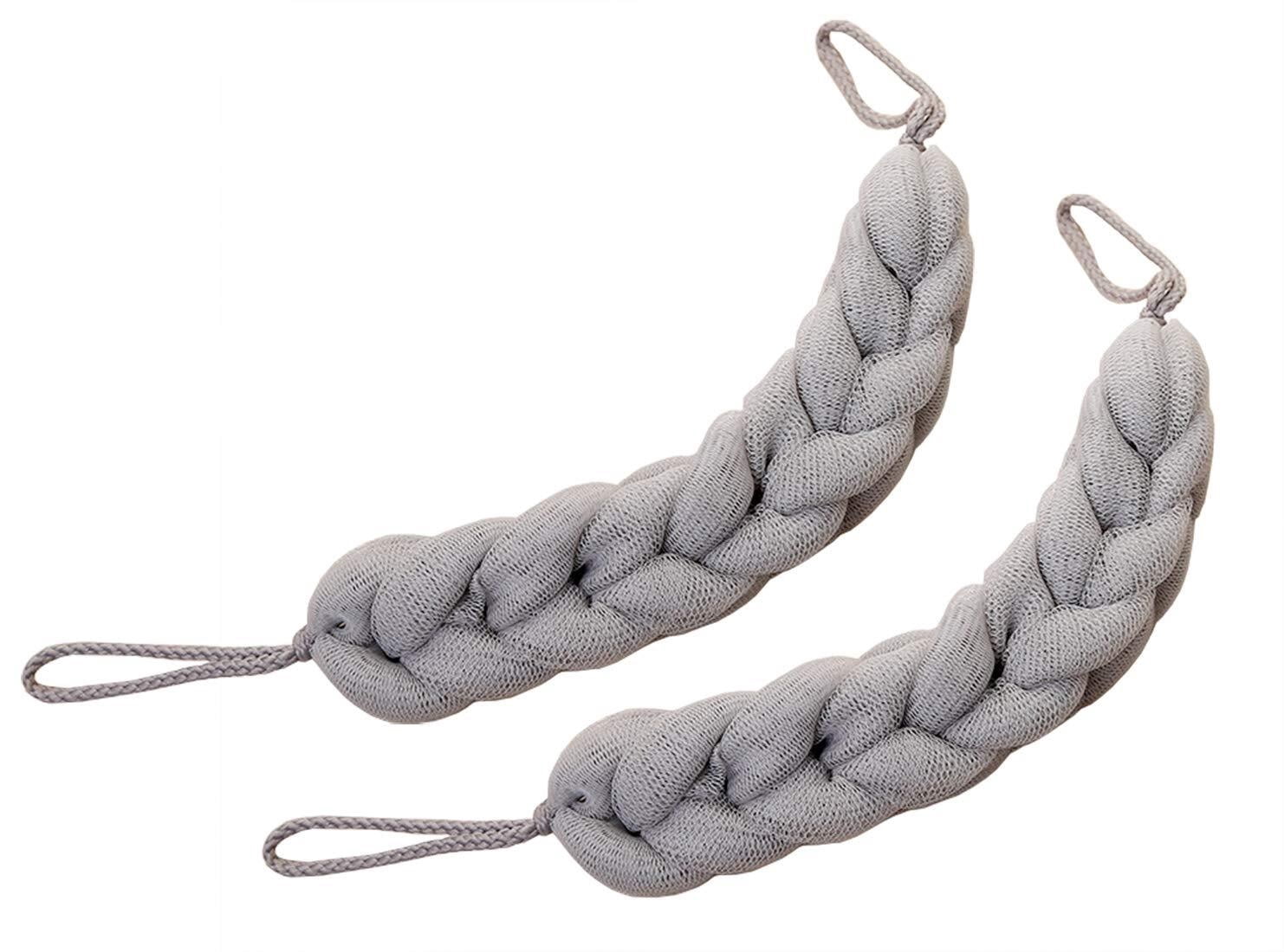 Pink Rope Loop Sponge 4 Packs Long Stretch Back Sponge with Rope Handles Back Scrubber Bath ...