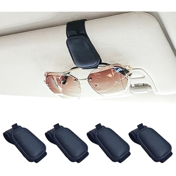 4 Packs Magnetic Sunglass Holder for Car Visor - Universal Sunglasses Clip for Different Size Eyeglasses - Convenient Interior Car Accessories (4Pcs Black)