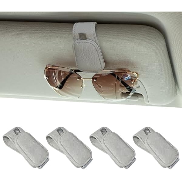 4 Packs Magnetic Sunglass Holder for Car Visor - Universal Sunglasses Clip for Different Size Eyeglasses - Convenient Interior Car Accessories (4Pcs Grey)