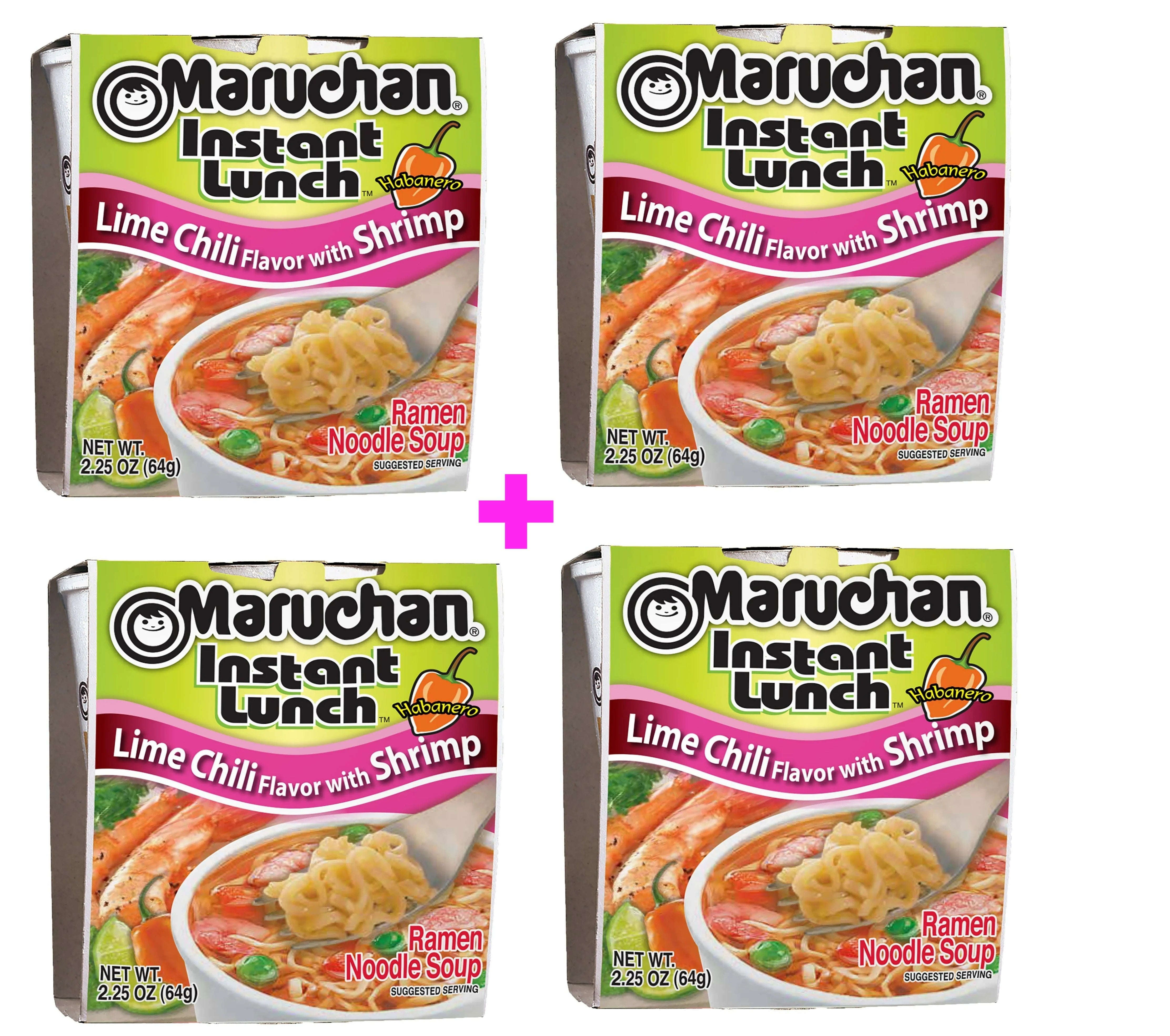 4 Packs Maruchan Lime Chili, Shrimp Instant Lunch Ramen Noodles