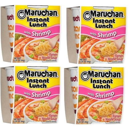 4 Packs Maruchan Shrimp Flavor Instant Lunch Ramen Noodle 2.25 Oz
