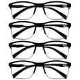 thumbnail image 1 of 4 Packs Mens Unisex Half Frame Square Reading Glasses Black Spring Hinge Readers +3.50, 1 of 5