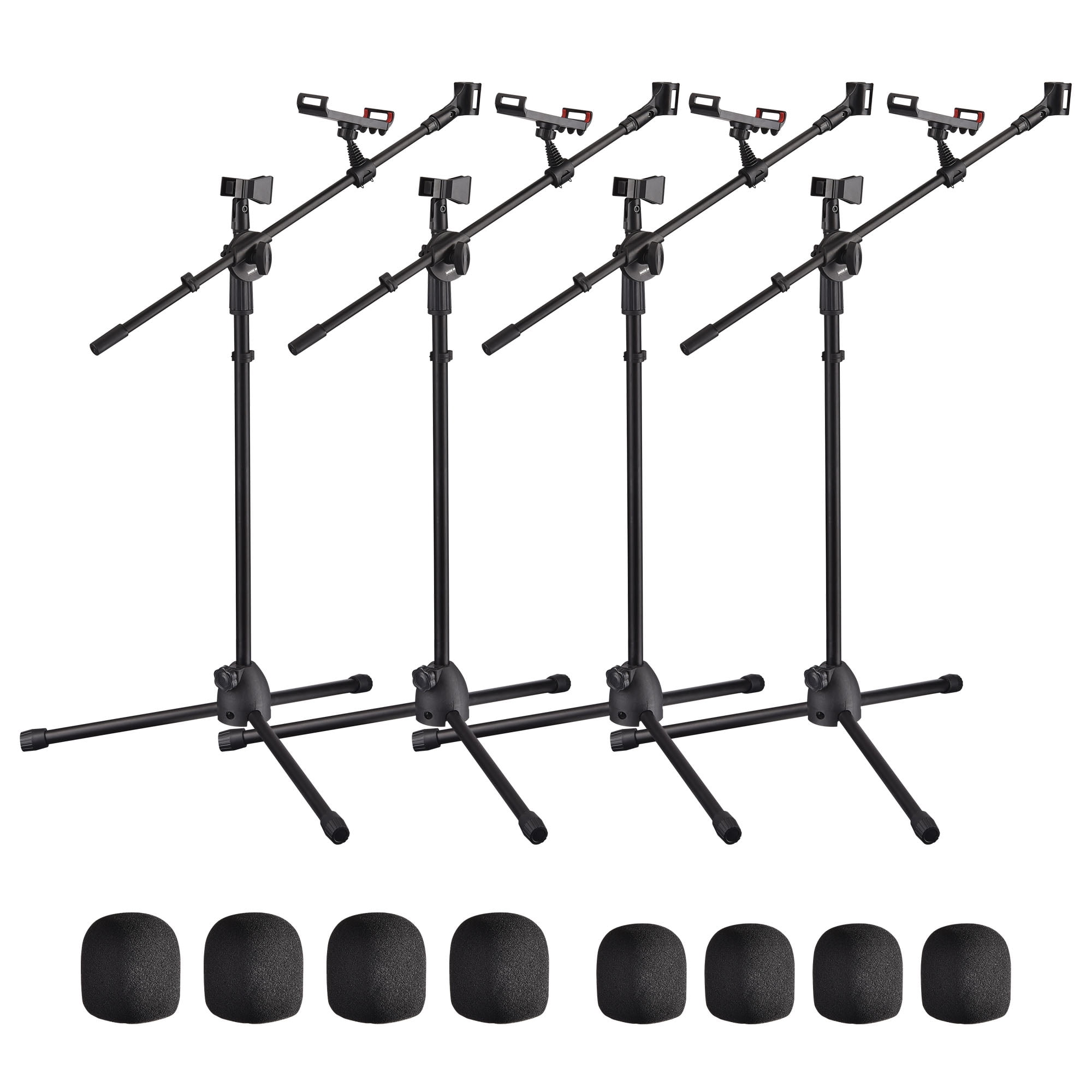 4 Packs Microphone Boom Arm Stand Dual Mic Clips Adjustable Tripod