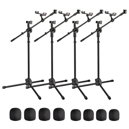 4 Packs Microphone Boom Arm Stand Dual Mic Clips Adjustable Tripod Phone Holder