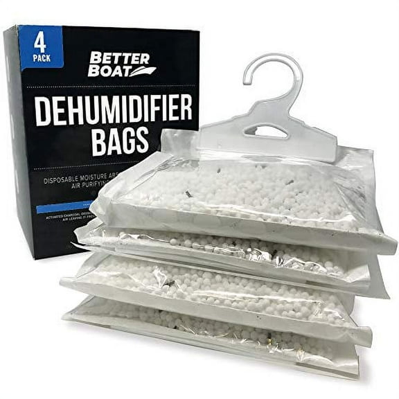 4 Packs Moisture Absorbers Boat Dehumidifier Moisture Absorber Hanging Bags and Charcoal to Get Rid of Smell