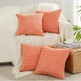 thumbnail image 1 of 4 Packs Neutral Decorative Throw Pillow Covers 18x18 Inch for Living Room Couch Bed Sofa, Rustic Farmhouse Boho Neutral Home Decor, Soft Plush Striped Corduroy Square Cushion Case 45x45 cm, 1 of 7