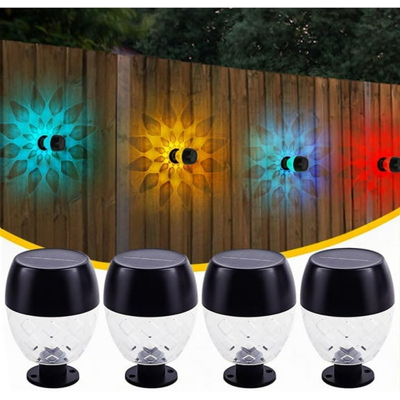 4 Packs New Solar Wall Lamps Upper and Lower spotlights Outdoor Garden Lights Automatically Light up When It's Dark Household Garden Decorative Lights- Color Light（RGB）