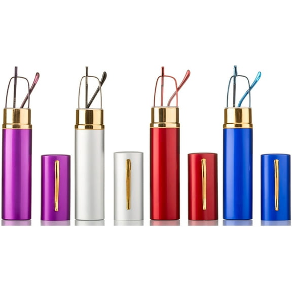 4 Packs Newbee Fashion -Slim Compact Light Weight Spring Temple Reading Glasses Portable Aluminum Case Tube Readers, +1.00,+1.25, +1.50, +1.75, +2.00, +2.25, +2.50, +3.75, +3.00, +3.25, +350