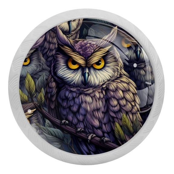 4 Packs Night Owl Fluorescence Crystal Glass Cabinet Knobs Drawer Handles for Kitchen Cabinets Dresser Cupboard Wardrobe Pulls Handles
