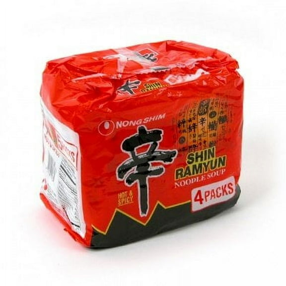 4 Packs  NongShim Shin Ramyun Noodle Soup, Gourmet Spicy, 4.2 Ounce Spicy 4.2 Ounce (Pack of 4)