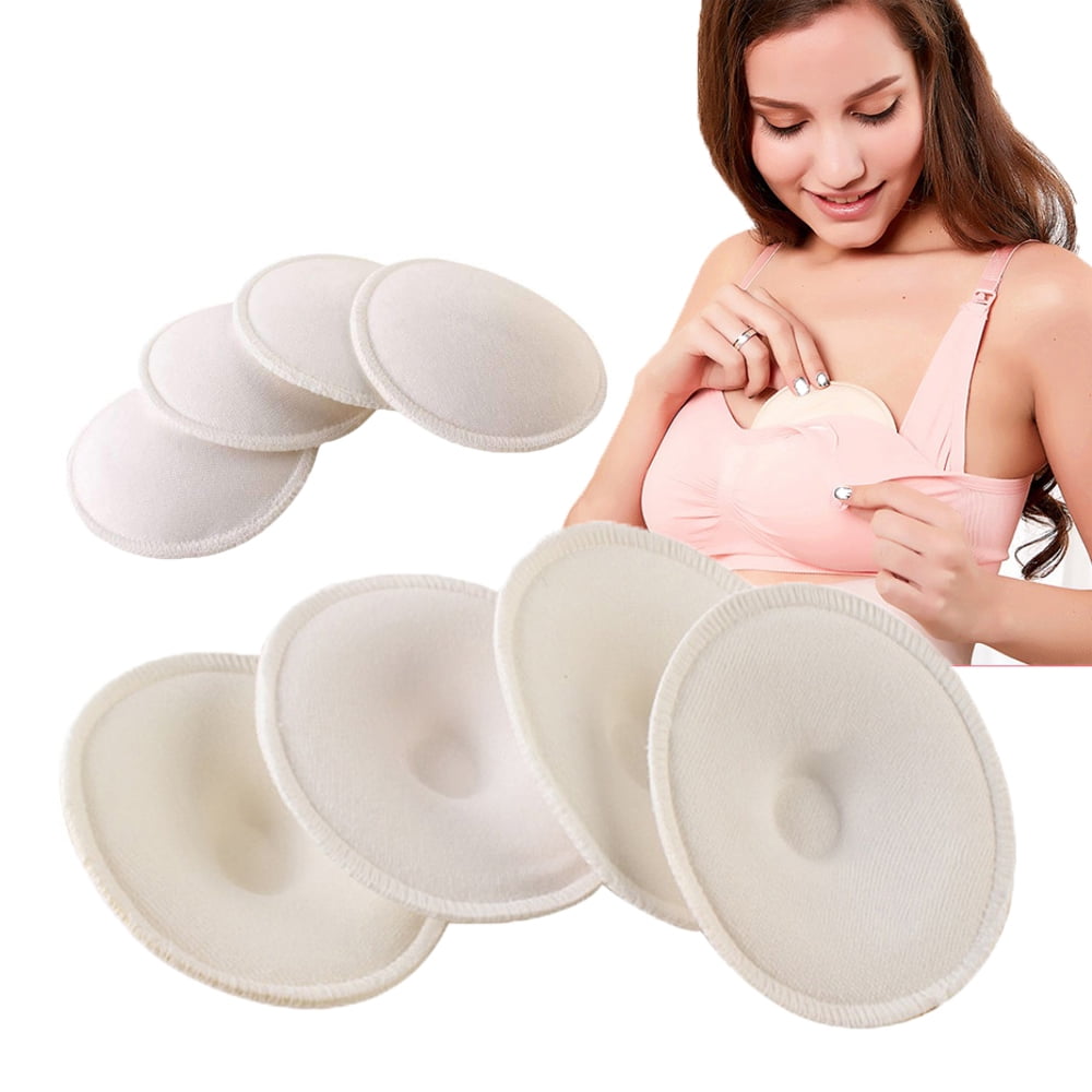 4 Packs Nursing Breast Pads Washable Reusable Breastfeeding Cotton Pads for Overnight Leak Protection - Pastel Touch