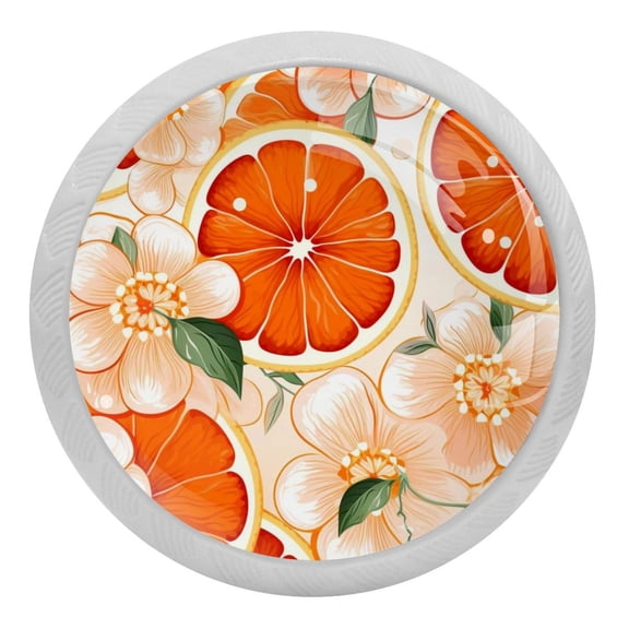 4 Packs Oranges Fruit Fluorescence Crystal Glass Cabinet Knobs Drawer Handles for Kitchen Cabinets Dresser Cupboard Wardrobe Pulls Handles