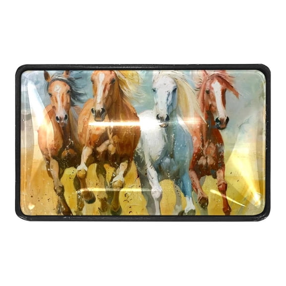 4 Packs Painted Running Horses Crystal Glass Cabinet Knobs Drawer Handles for Kitchen Cabinets Dresser Cupboard Wardrobe Pulls Handles