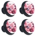 4 Packs Petals Flowers Black Drawer Knobs 35mm Kitchen Knobs