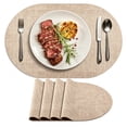 thumbnail image 1 of 4 Packs Placemats, Heat Resistant Oval Faux Leather Place Mats 11.8 x 17 Inch, Waterproof Wipeable Reversible PU Placemat for Kitchen Dining Table, Indoor & Outdoor, 1 of 9