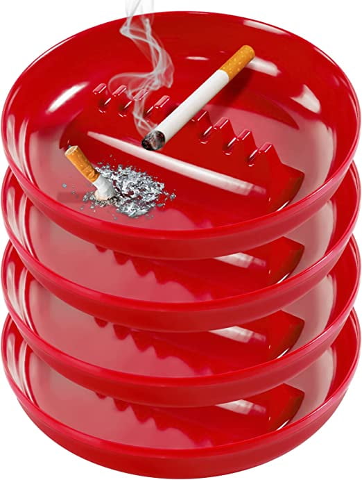 4 Packs Plastic Ashtrays for Cigarettes and Cigars, Indoor Outdoor Ash
