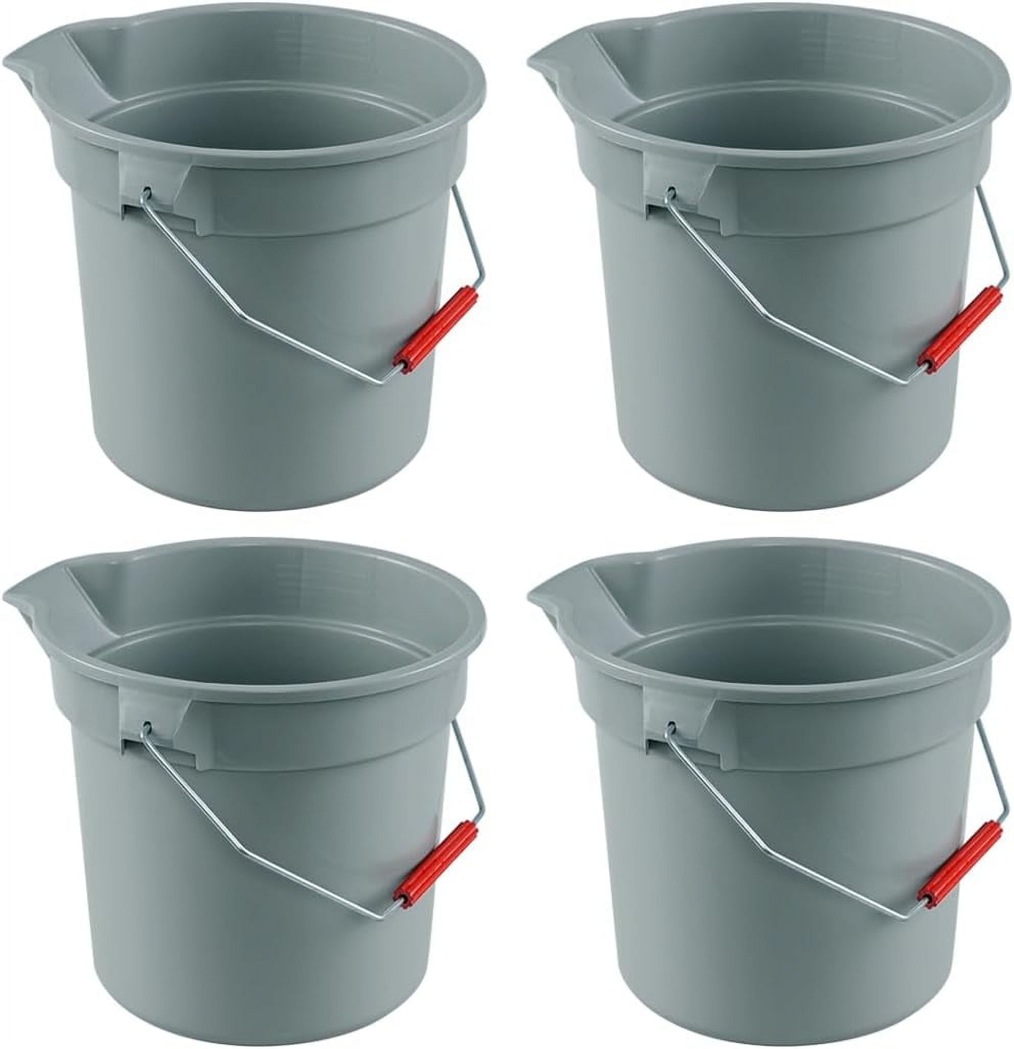 4 Packs Plastic Cleaning Bucket with Spout and Grip Handle, 14 Quart Round Utility Water Pail for Car Washing, Camping, Cleaning, Mopping, Paint
