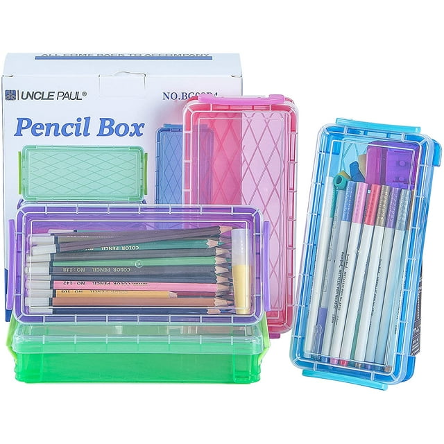 4 Packs Plastic Pencil Box Pencil Storage Box Pen Container Bulk
