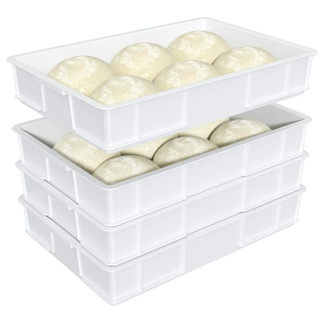 4 Packs Plastic Stackable Pizza Dough Proofing Box, Pizza Dough Tray